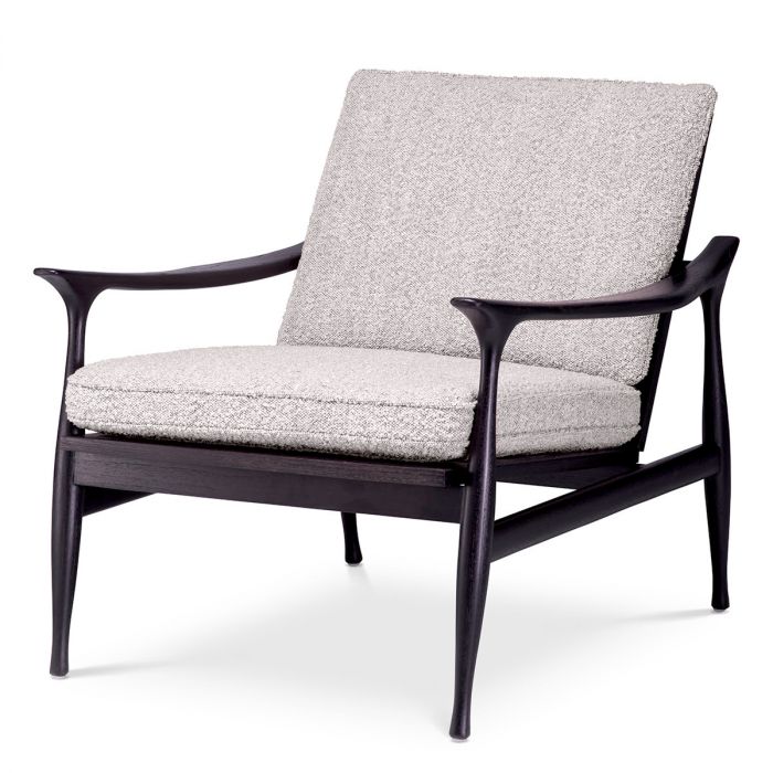 Chair Manzo Classic Black Finish BouclÃ© Grey Including Cushions