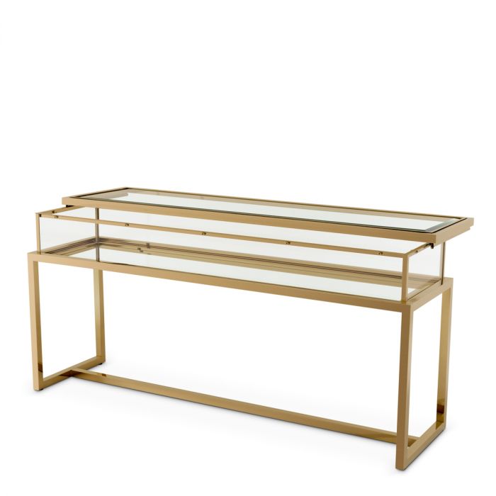 Console Table Harvey Sliding Top Br Brass Finish