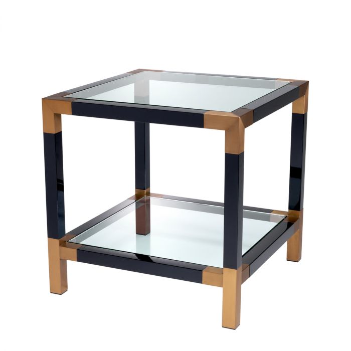 Side Table Royalton Black Brushed Brass Finish