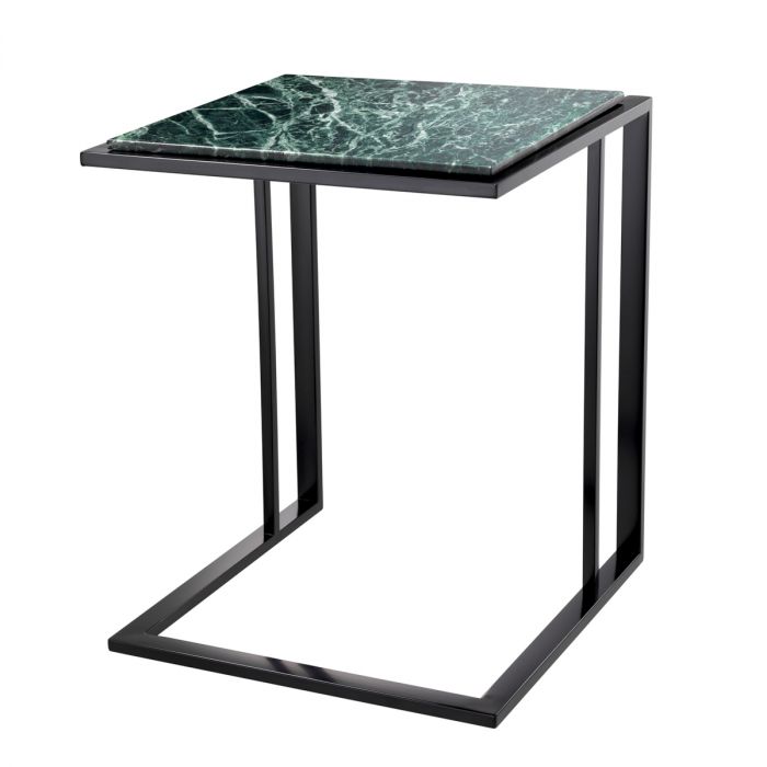 Side Table Cocktail Bronze Finish Green Marble