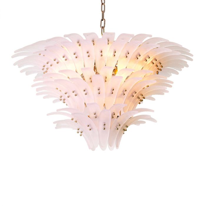 Chandelier Bel Air Large Frosted Glass Nickel Finish Ul