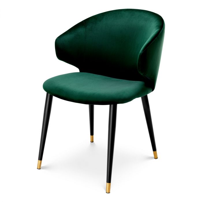 Dining Chair Volante W/Arm Roche Dark Green Velvet