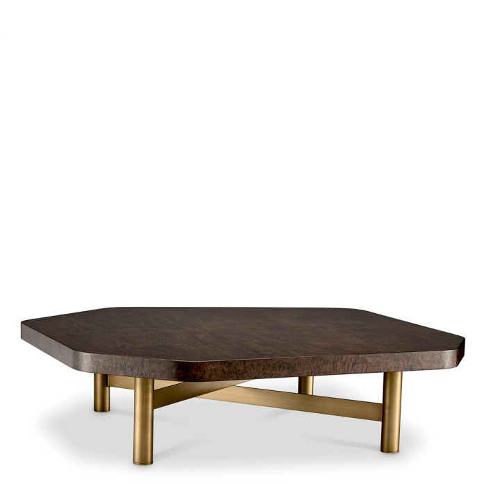 Coffee Table Oracle Maple Veneer High Gloss Brushed Brass Finish