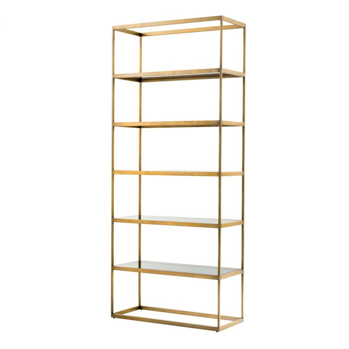 Cabinet Omega Brushed Brass Finish Smoke Glass