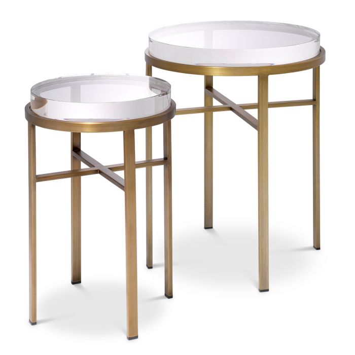 Side Table Hoxton Brushed Brass Finish Set Of 2