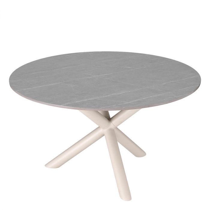 Outdoor Dining Table Nassau Round Light Grey Ceramic