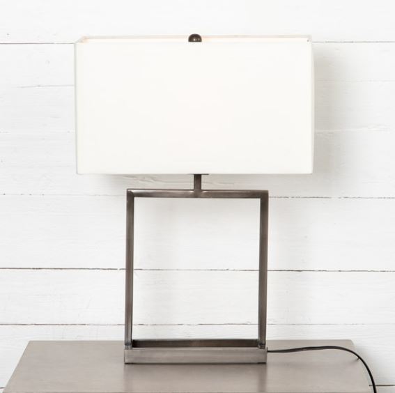 Abe Table Lamp-White Silk/Dark Pewter by Four Hands