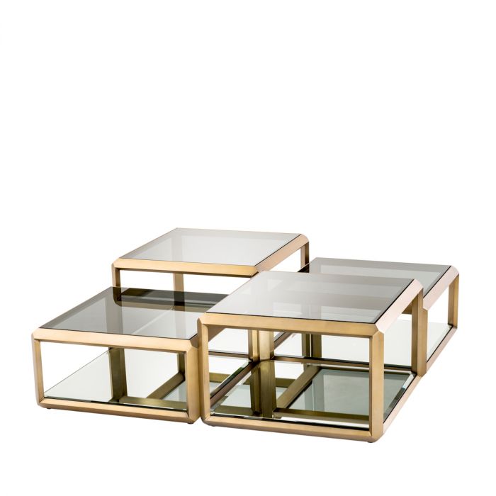 Coffee Table Callum Brushed Brass Finish Set Of 4