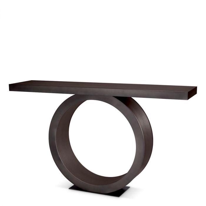 Console Table Odis Mocha Oak Veneer Bronze Finish