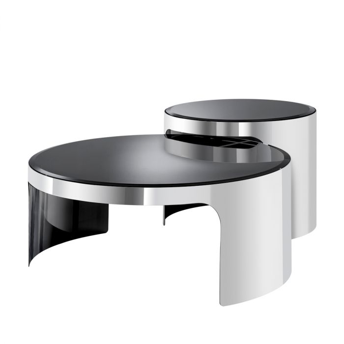 Coffee Table Piemonte Polished Stainless Steel Set Of 2