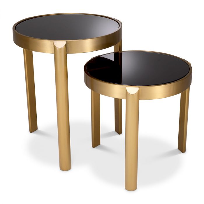 Side Table Buena Brushed Brass Finish Set Of 2