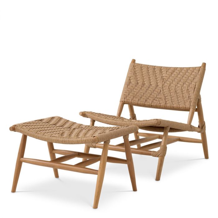 Outdoor Chair And Foot Stool Laroc Natural Teak