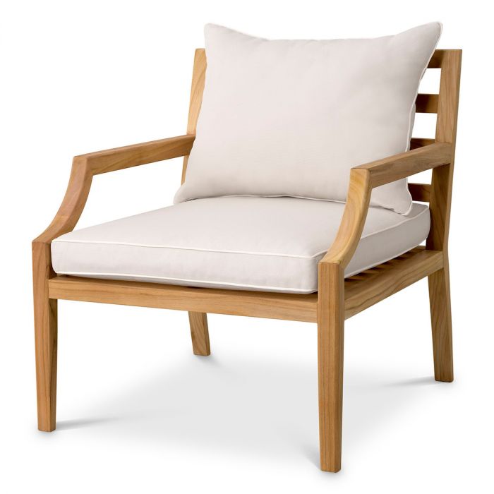 Outdoor Chair Hera Natural Teak Flores Off-White