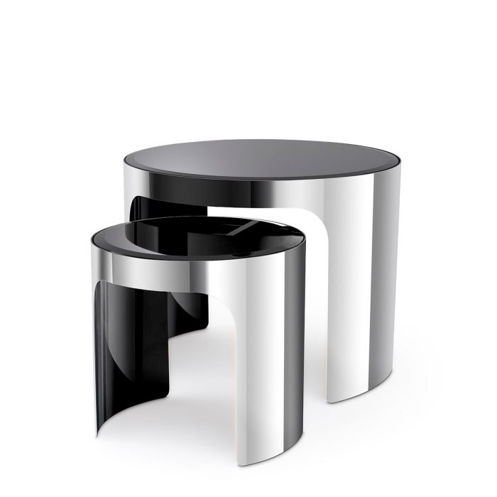 Side Table Piemonte Polished Stainless Steel Set Of 2