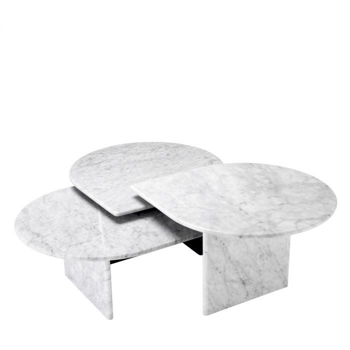 Coffee Table Naples White Carrera Marble Set Of 3