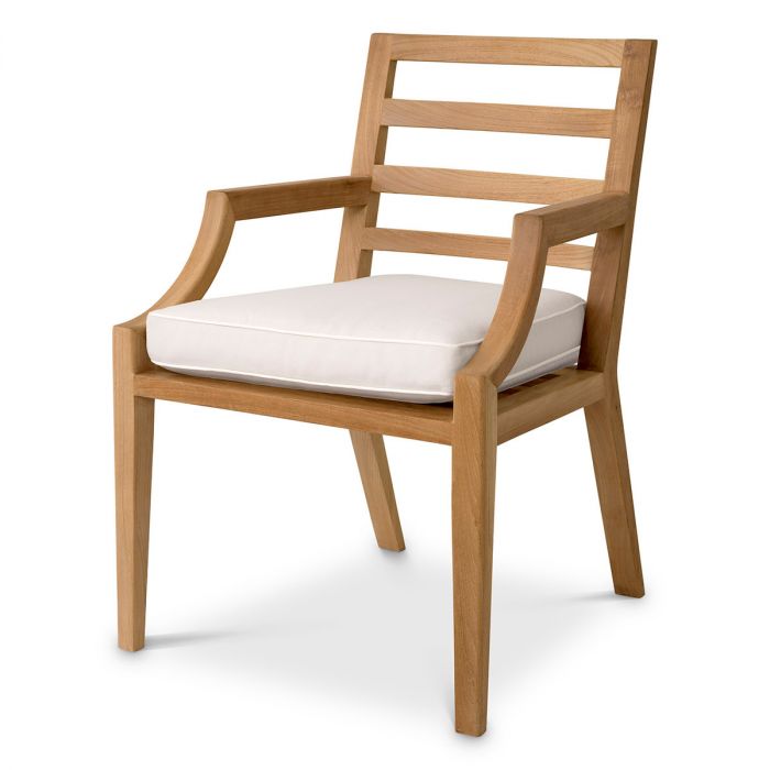 Outdoor Dining Chair Hera Natural Teak Flores Off-White