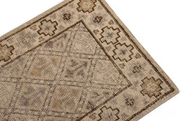 Rug & Kilim's Distressed Gift Sized Rug “ Beige-Brown Geometric Design 20268