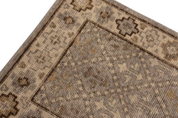 Rug & Kilim's Distressed Gift Sized Rug “ Beige-Brown Geometric Design 20269