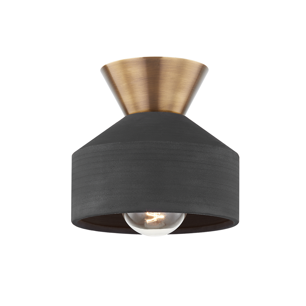 Covina 1 Light Flush Mount - Patina Brass 7.75"