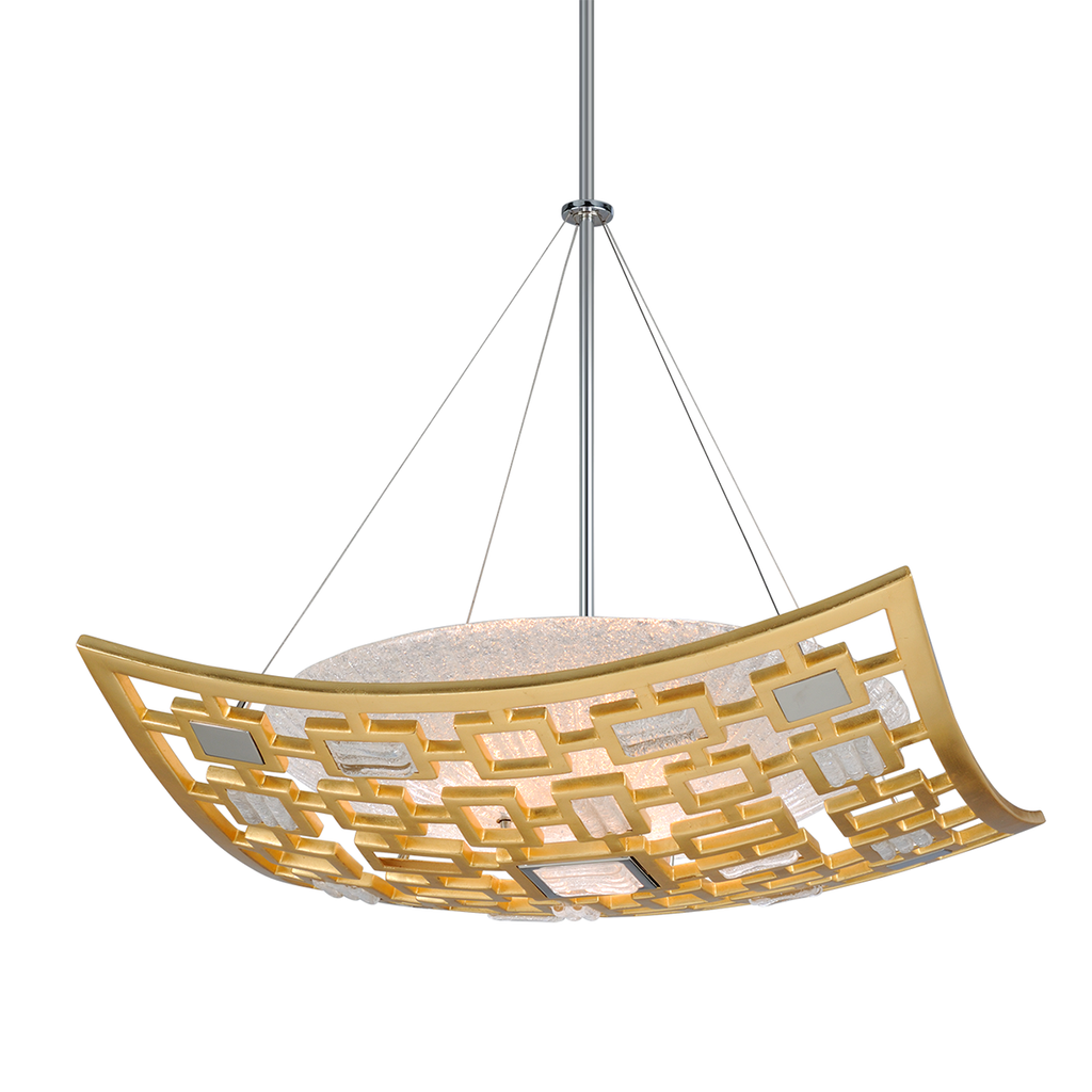 Motif Pendant 25" - Gold Leaf W Polished Stainless