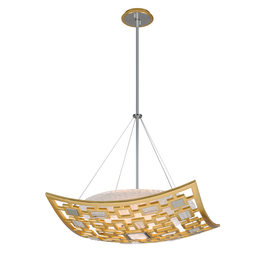 Motif Pendant 25" - Gold Leaf W Polished Stainless