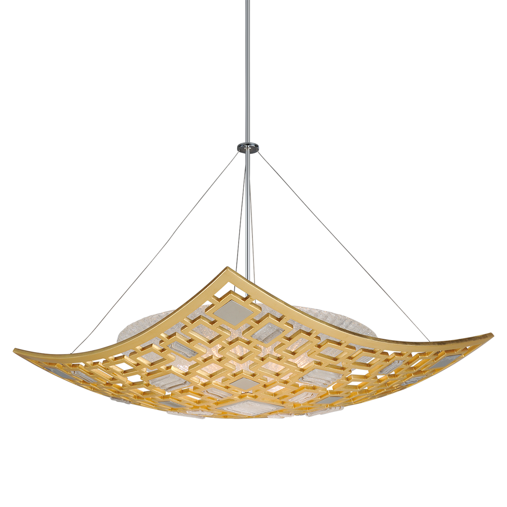 Motif Pendant 30" - Gold Leaf W Polished Stainless