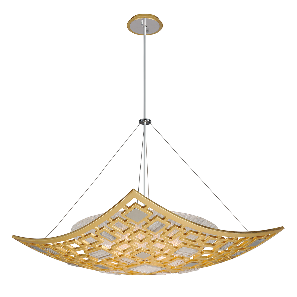 Motif Pendant 30" - Gold Leaf W Polished Stainless