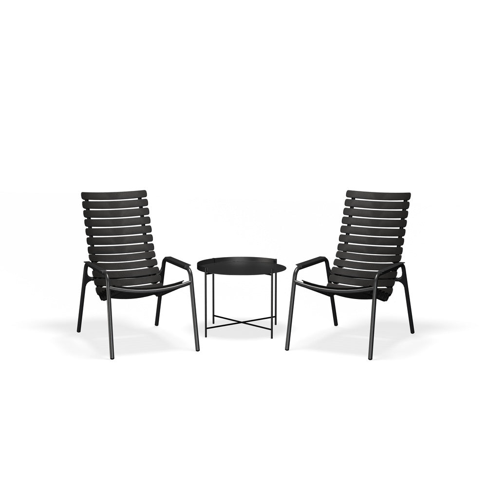 Reclips Lounge Chair - Monoblack, Armrest - Black, Set of 2