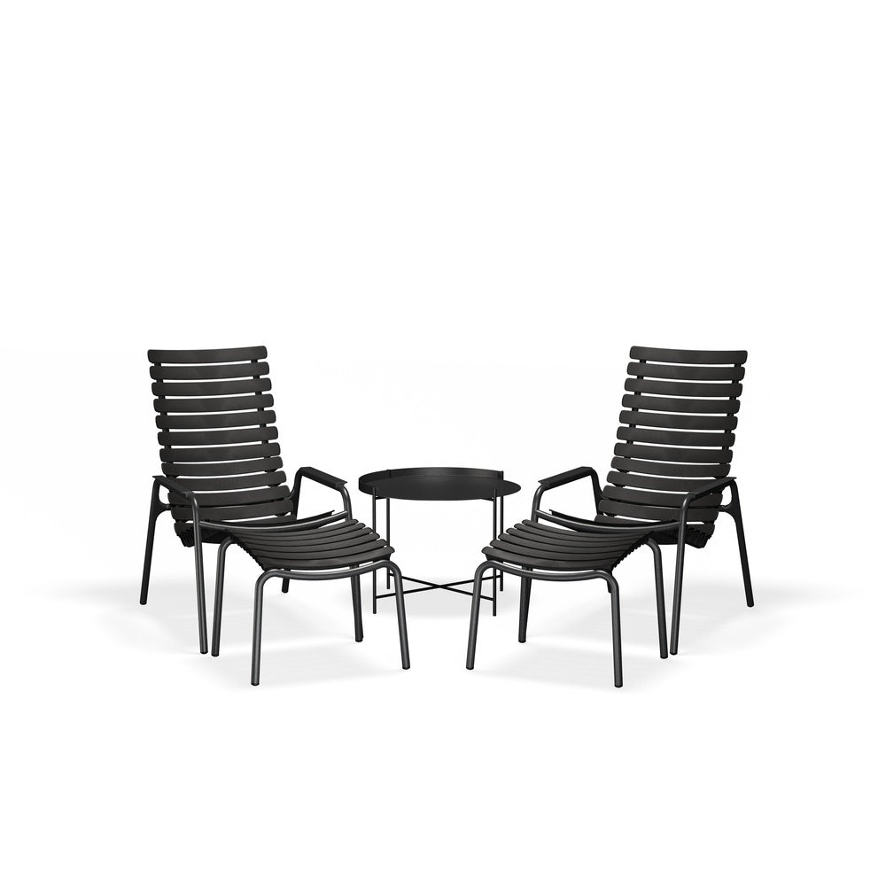 Reclips Lounge Chair - Monoblack, Armrest - Black, Set of 2