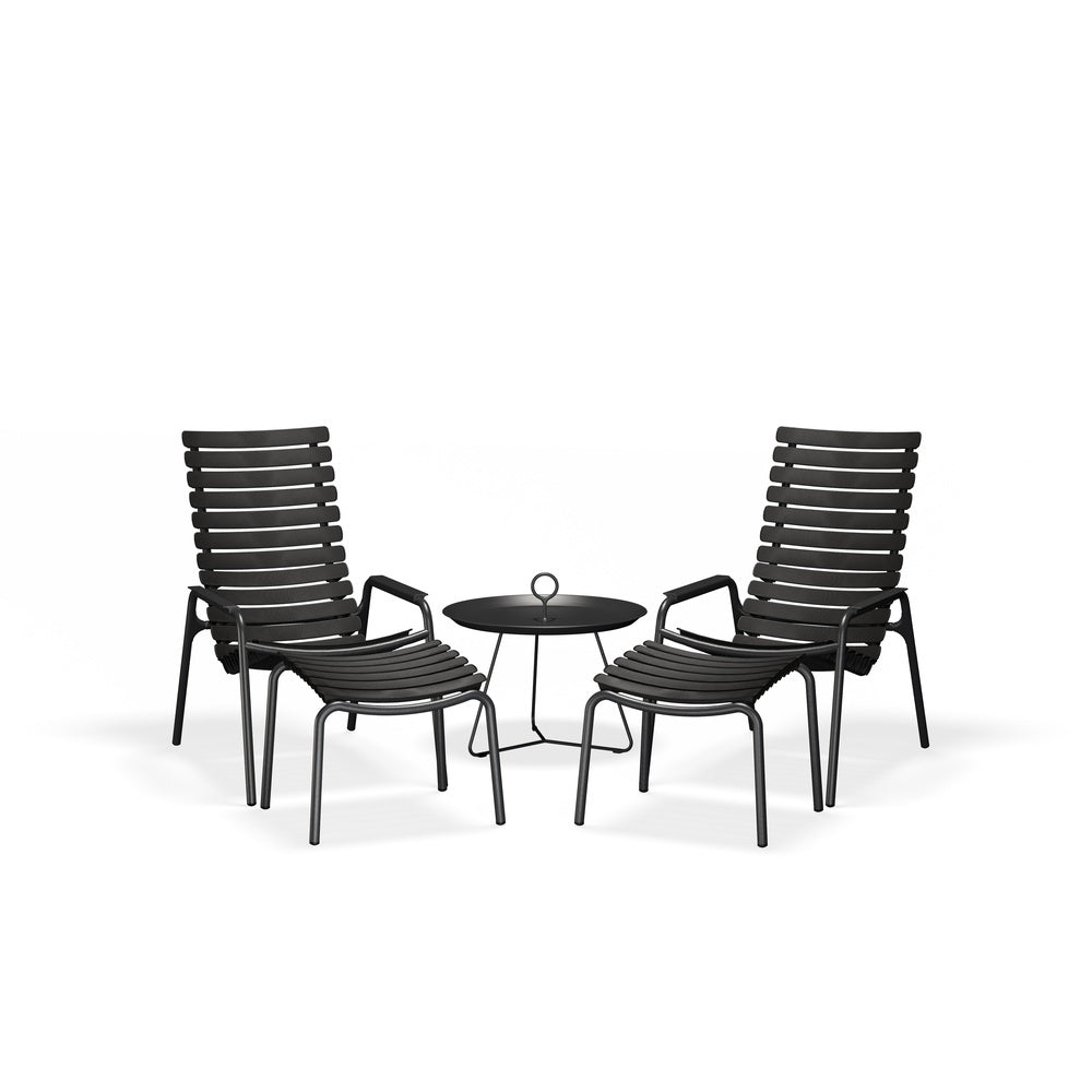 Reclips Lounge Chair - Monoblack, Armrest - Black, Set of 2