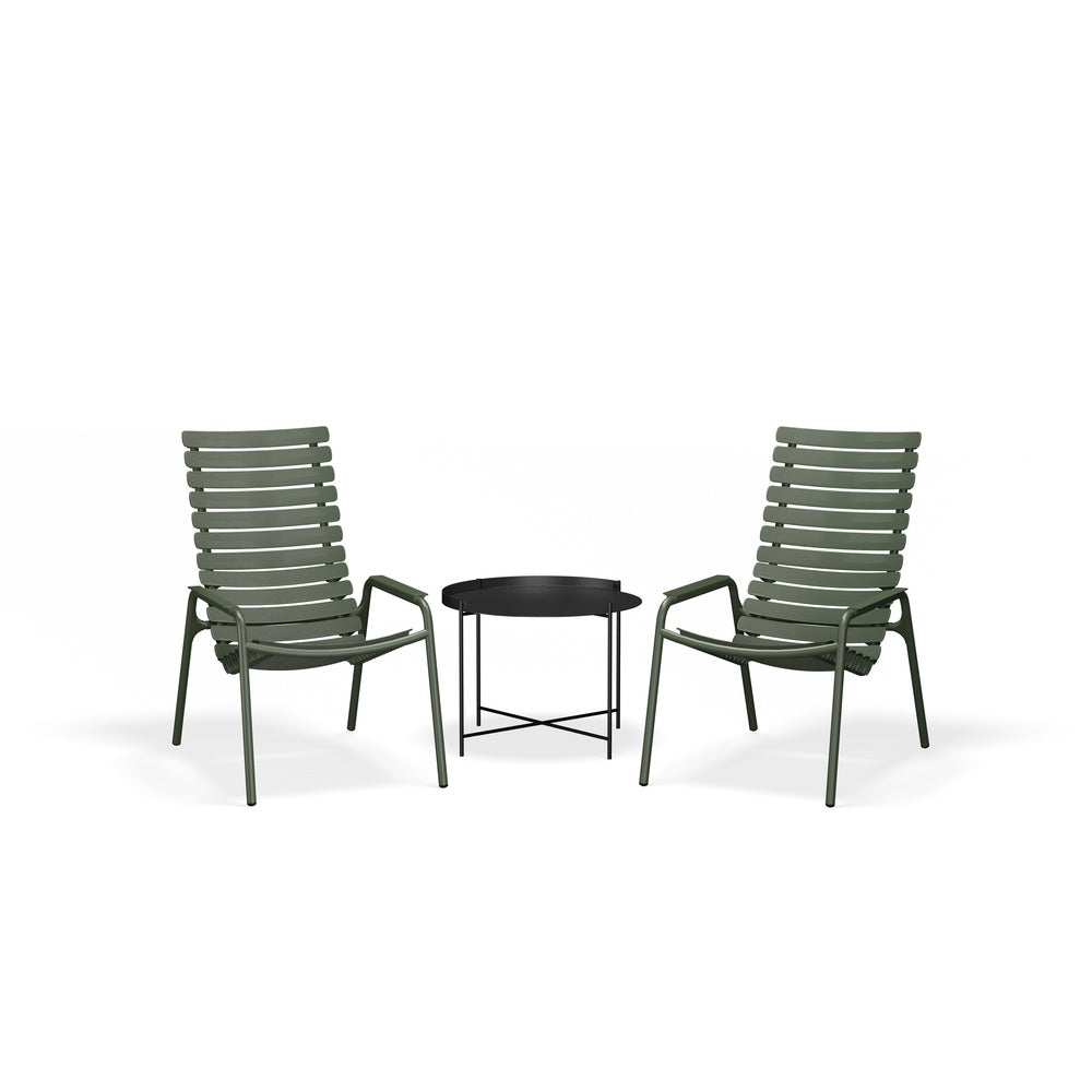 Reclips Lounge Chair - Monoolive Green, Armrest - Olive Green, Set of 2