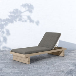 Leroy Outdoor Chaise - Washed Brown & Charcoal