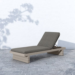 Leroy Outdoor Chaise-Grey/Charcoal by Four Hands
