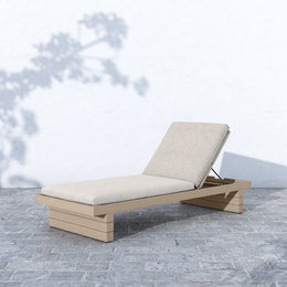 Leroy Outdoor Chaise - Washed Brown & Stone Grey