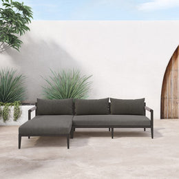 Sherwood Outdoor 2 Piece Sectional-Left Arm Facing Chaise, Charcoal by Four Hands