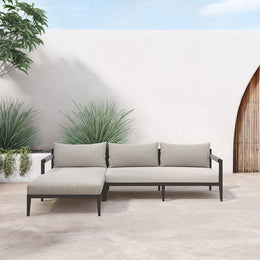 Sherwood Outdoor 2 Piece Sectional-Left Arm Facing Chaise, Stone Grey by Four Hands