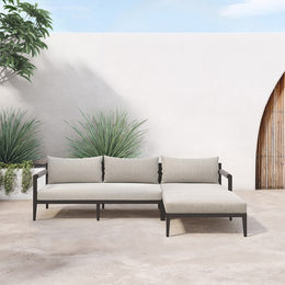 Sherwood Outdoor 2 Piece Sectional-Right Arm Facing Chaise, Stone Grey