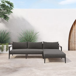Sherwood Outdoor 2 Piece Sectional-Right Arm Facing Chaise, Charcoal