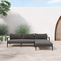 Sherwood Outdoor 2 Piece Sectional-Right Arm Facing Chaise, Charcoal by Four Hands