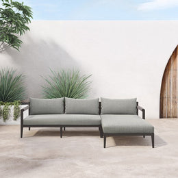 Sherwood Outdoor 2 Piece Sectional-Right Arm Facing Chaise, Faye Ash by Four Hands