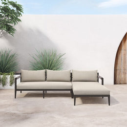 Sherwood Outdoor 2 Piece Sectional-Right Arm Facing Chaise, Faye Sand by Four Hands