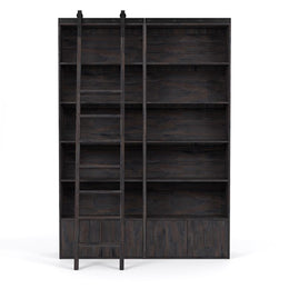 Bane Double Bookshelf with Ladder-Charcoal