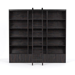 Bane Triple Bookshelf with Ladder-Charcoal