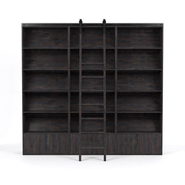 Bane Triple Bookshelf with Ladder-Charcoal by Four Hands