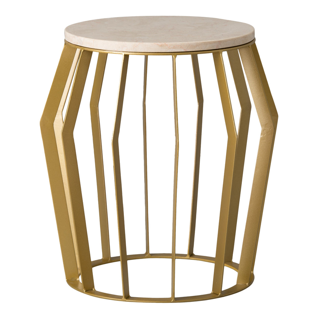 Billie Stool/Table, Gold with White Granite 21x22"H