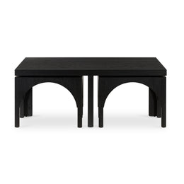 Amara Coffee Table With Nesting Arch Stools, Black