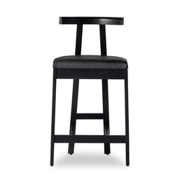 Tex Bar & Counter Stool - Counter Stool - Black Leather by Four Hands