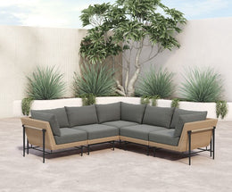 Cavan Outdoor 5 Piece Sectional-Faux Hyacinth