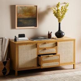 Allegra Filing Credenza-Honey Oak