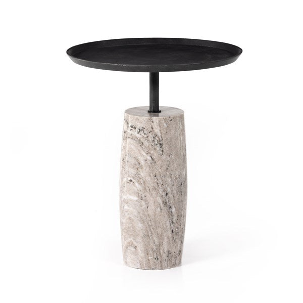 Cronos End Table-River Grey Marble